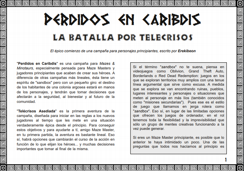 Taller de escritura rolera: Final y Perdidos en Caribdis.
